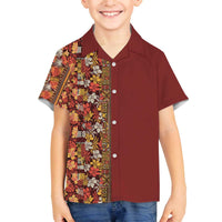 Hawaiian Tribal Elements Hibiscus Family Matching Off The Shoulder Long Sleeve Dress and Hawaiian Shirt Red Pattern - Polynesian Pride