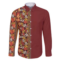 Hawaiian Tribal Elements Hibiscus Family Matching Off Shoulder Maxi Dress and Hawaiian Shirt Red Pattern - Polynesian Pride
