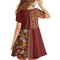 Hawaiian Tribal Elements Hibiscus Family Matching Puletasi and Hawaiian Shirt Red Pattern - Polynesian Pride