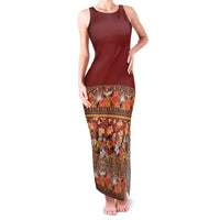 Hawaiian Tribal Elements Hibiscus Family Matching Tank Maxi Dress and Hawaiian Shirt Red Pattern - Polynesian Pride