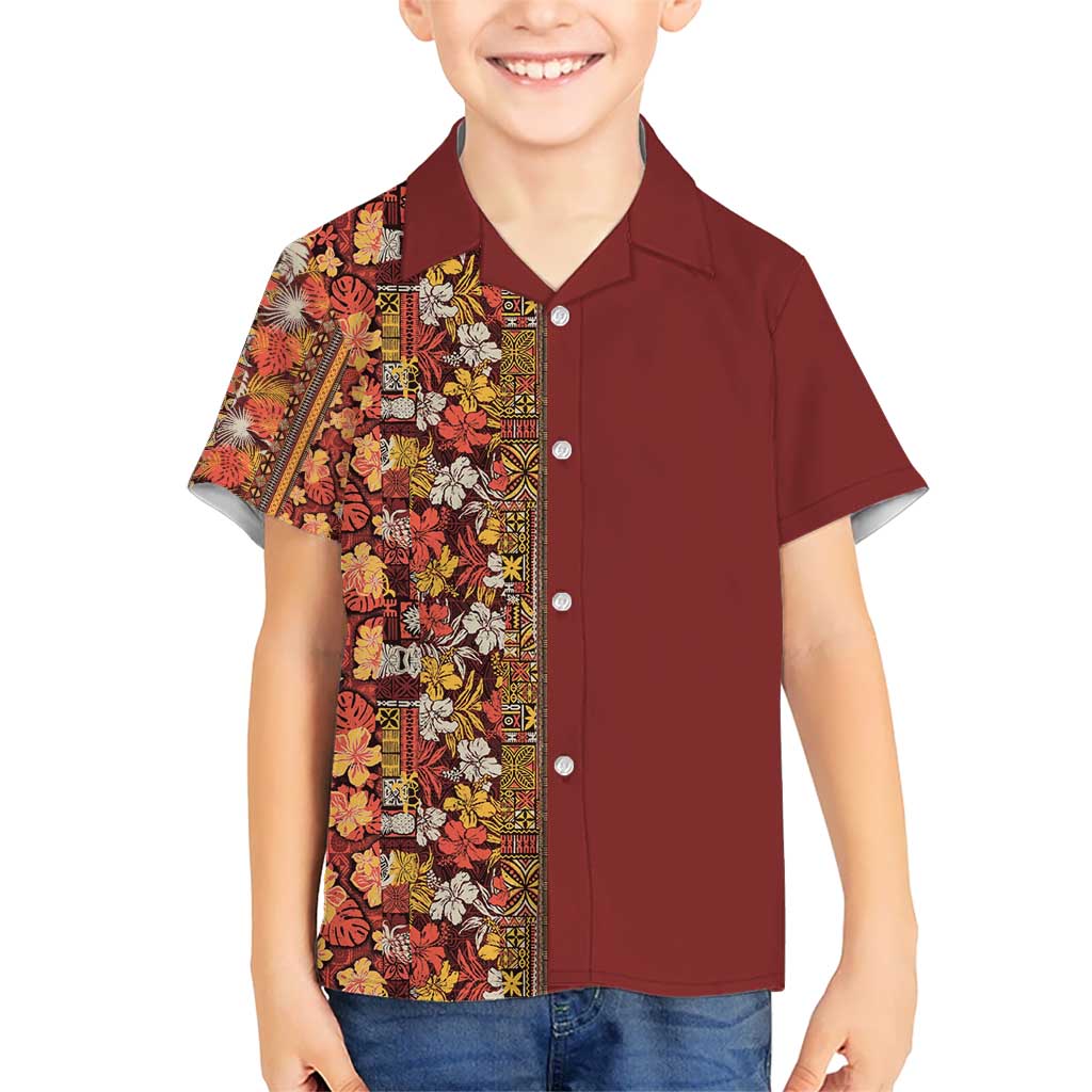 Hawaiian Tribal Elements Hibiscus Hawaiian Shirt Red Pattern - Polynesian Pride
