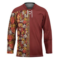 Hawaiian Tribal Elements Hibiscus Hockey Jersey Red Pattern - Polynesian Pride