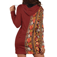 Hawaiian Tribal Elements Hibiscus Hoodie Dress Red Pattern - Polynesian Pride