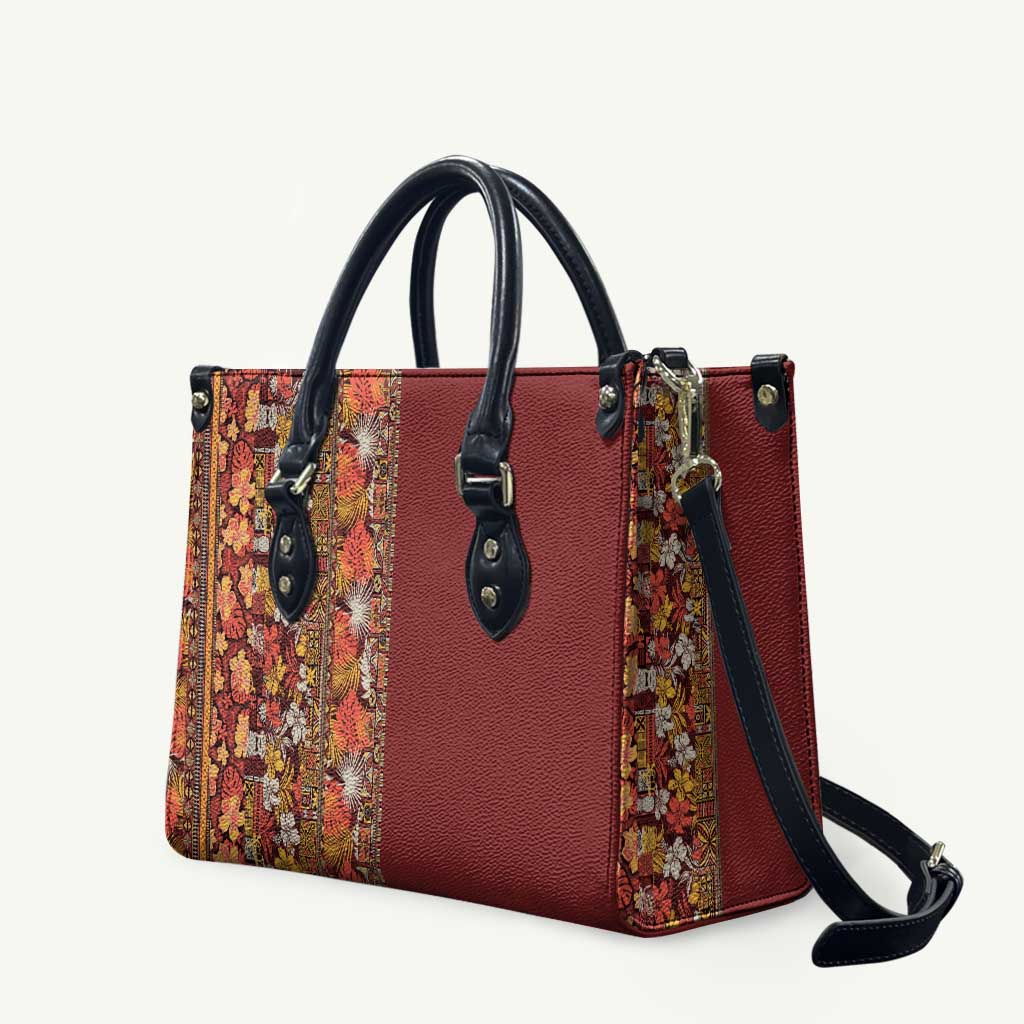 Hawaiian Tribal Elements Hibiscus Leather Bag Red Pattern - Polynesian Pride