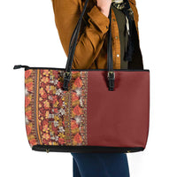 Hawaiian Tribal Elements Hibiscus Leather Tote Bag Red Pattern - Polynesian Pride