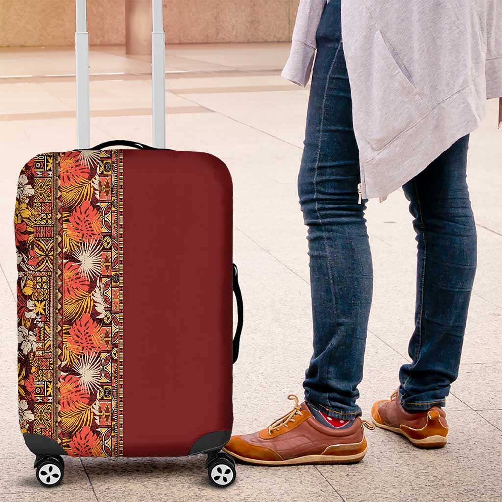 Hawaiian Tribal Elements Hibiscus Luggage Cover Red Pattern - Polynesian Pride