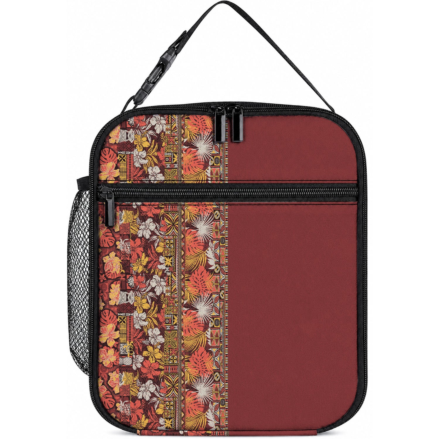 Hawaiian Tribal Elements Hibiscus Lunch Bag Red Pattern LT9 10.2 × 8.3 × 4.3 inch Red - Polynesian Pride