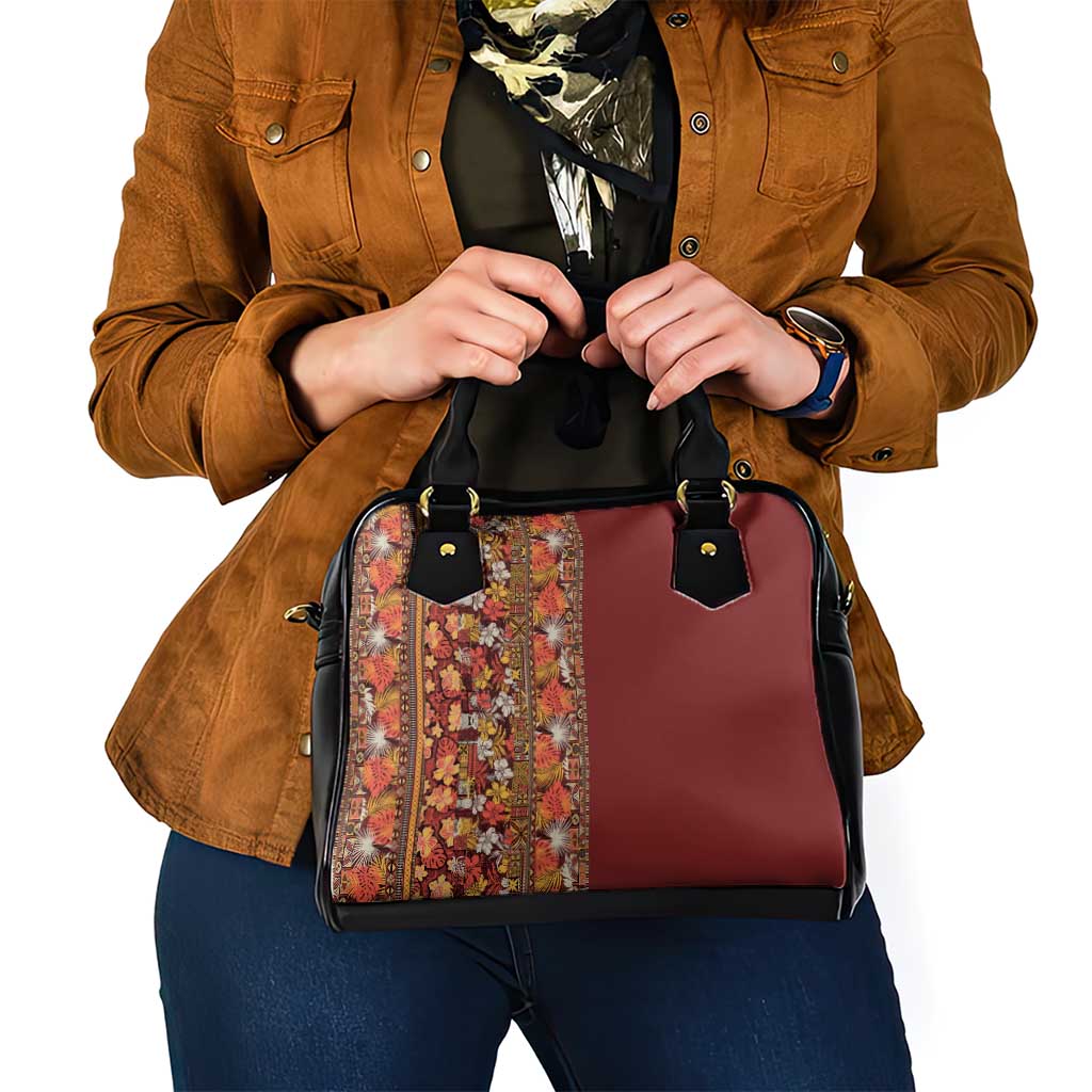 Hawaiian Tribal Elements Hibiscus Shoulder Handbag Red Pattern - Polynesian Pride