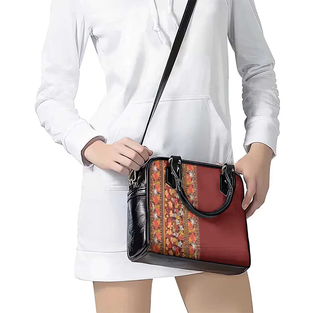 Hawaiian Tribal Elements Hibiscus Shoulder Handbag Red Pattern - Polynesian Pride
