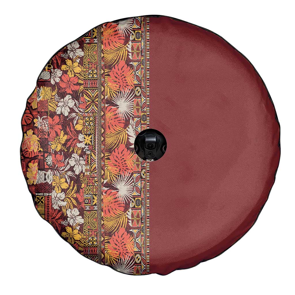 Hawaiian Tribal Elements Hibiscus Spare Tire Cover Red Pattern - Polynesian Pride