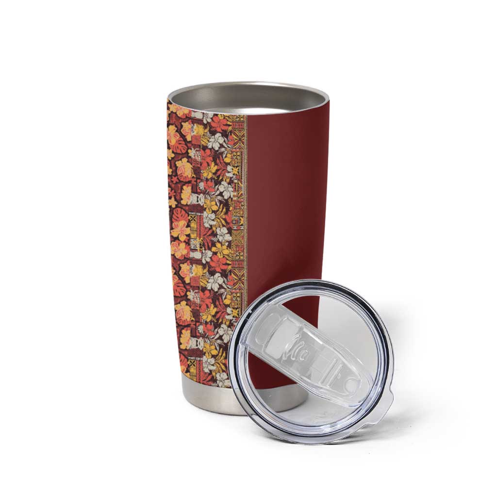 Hawaiian Tribal Elements Hibiscus Tumbler Cup Red Pattern - Polynesian Pride