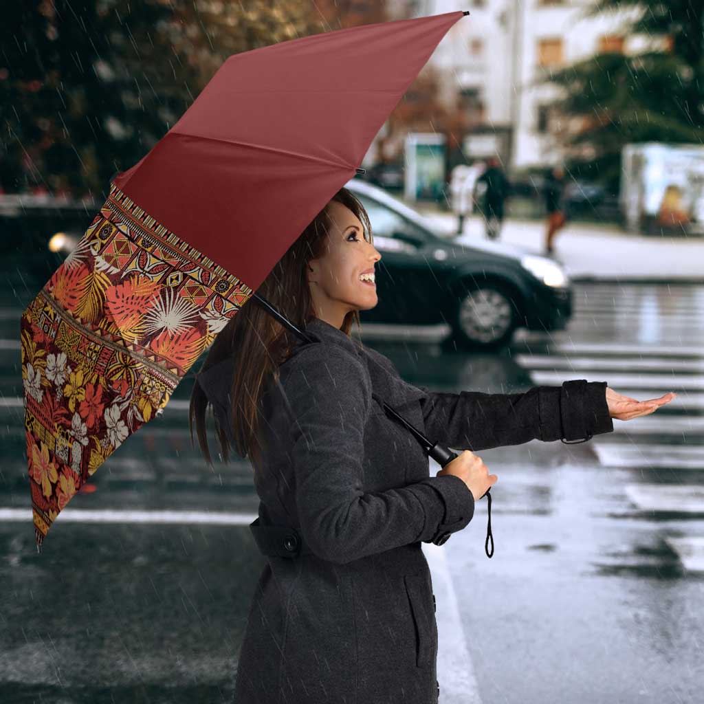 Hawaiian Tribal Elements Hibiscus Umbrella Red Pattern - Polynesian Pride