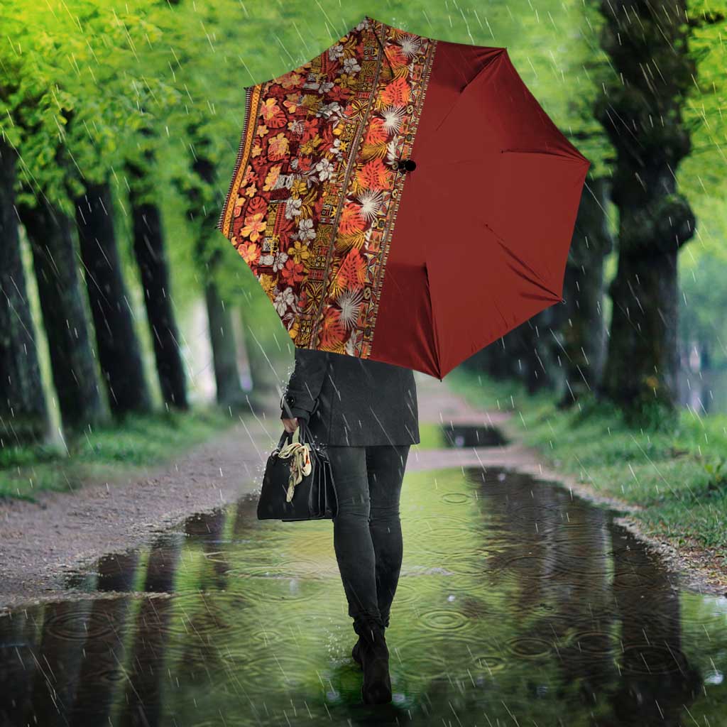 Hawaiian Tribal Elements Hibiscus Umbrella Red Pattern - Polynesian Pride