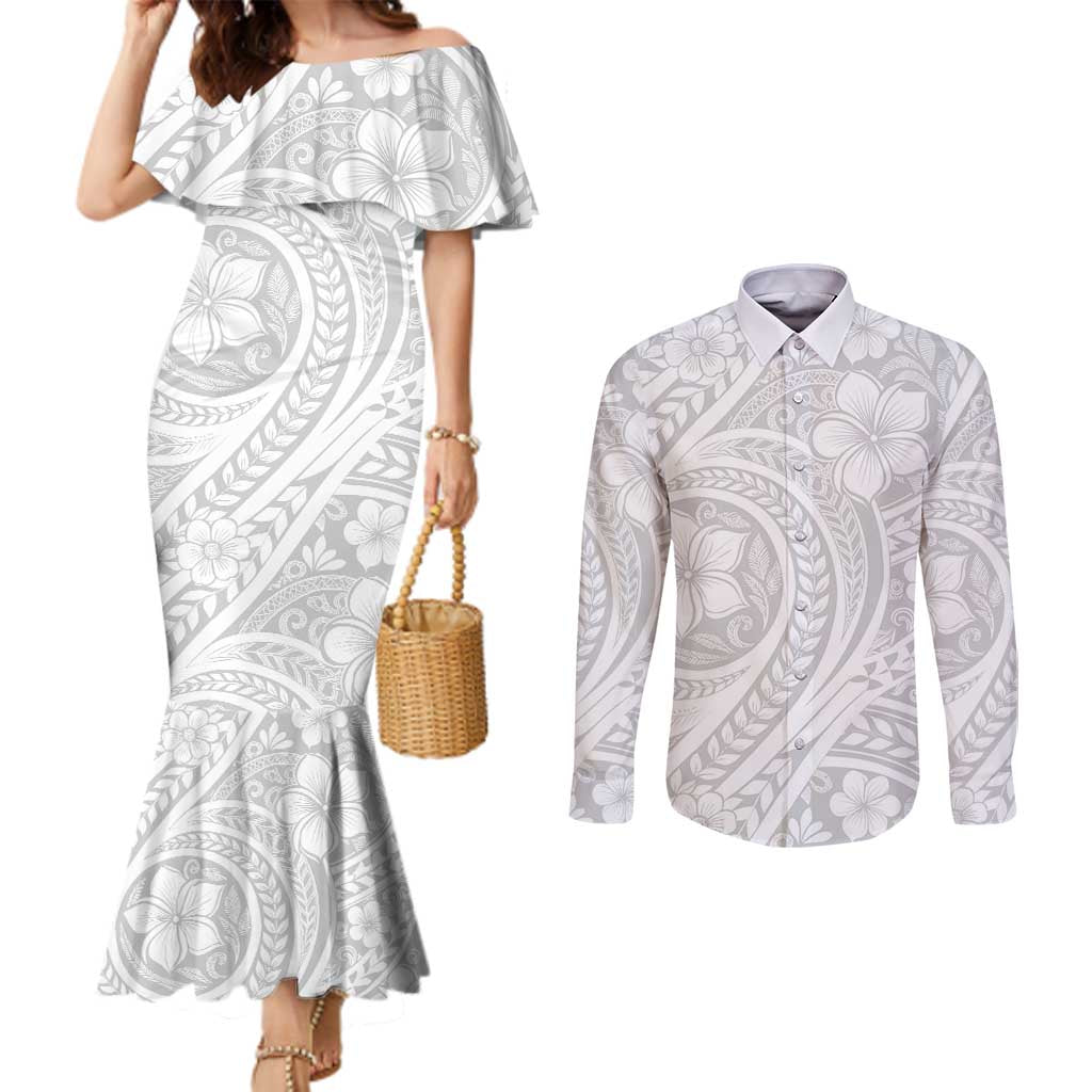 Lotu Tamaiti Samoan Polynesian Tribal Couples Matching Mermaid Dress and Long Sleeve Button Shirt - Polynesian Pride