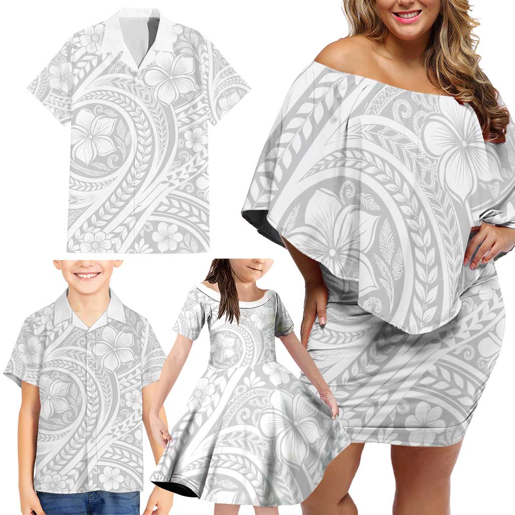 Lotu Tamaiti Samoan Polynesian Tribal Family Matching Off Shoulder Short Dress and Hawaiian Shirt LT9 - Polynesian Pride