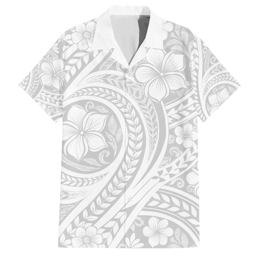 Lotu Tamaiti Samoan Polynesian Tribal Family Matching Off Shoulder Short Dress and Hawaiian Shirt LT9 Dad's Shirt - Short Sleeve White - Polynesian Pride