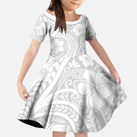 Lotu Tamaiti Samoan Polynesian Tribal Family Matching Puletasi and Hawaiian Shirt LT9 Daughter's Dress White - Polynesian Pride