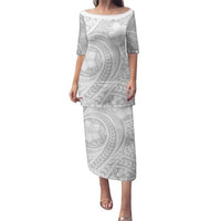 Lotu Tamaiti Samoan Polynesian Tribal Family Matching Puletasi and Hawaiian Shirt LT9 Mom's Dress White - Polynesian Pride