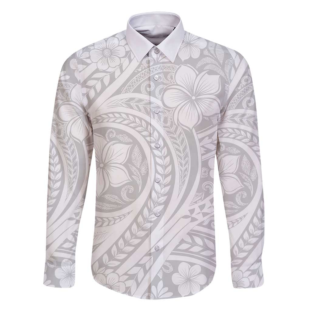 Lotu Tamaiti Samoan Polynesian Tribal Family Matching Tank Maxi Dress and Hawaiian Shirt LT9 Dad's Shirt - Long Sleeve White - Polynesian Pride