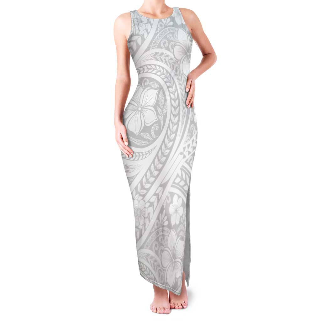 Lotu Tamaiti Samoan Polynesian Tribal Family Matching Tank Maxi Dress and Hawaiian Shirt LT9 Mom's Dress White - Polynesian Pride