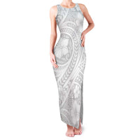 Lotu Tamaiti Samoan Polynesian Tribal Family Matching Tank Maxi Dress and Hawaiian Shirt LT9 Mom's Dress White - Polynesian Pride