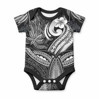 Whale Tale and Polynesian Sunset Plumeria Black Baby Onesie LT9 Black - Polynesian Pride