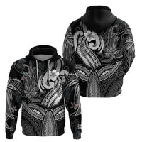 Polynesia Hoodie Whale Tale and Polynesian Sunset Plumeria Black LT9 - Polynesian Pride