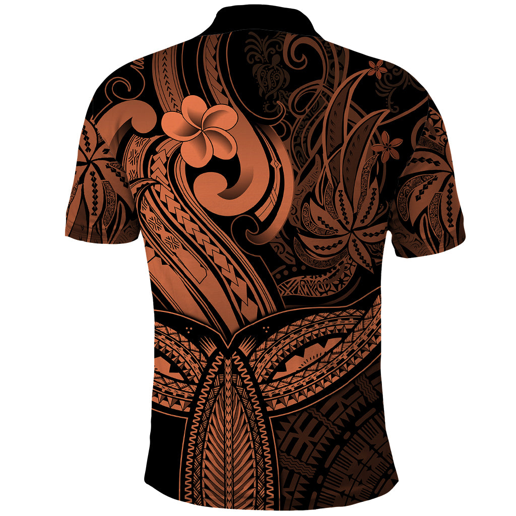 Polynesia Polo Shirt Whale Tale and Polynesian Sunset Plumeria Gold LT9 - Polynesian Pride