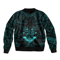 FSM Chuuk States Bomber Jacket Micronesia Vintage Polynesian Tribal Aqua Version LT9 - Polynesian Pride
