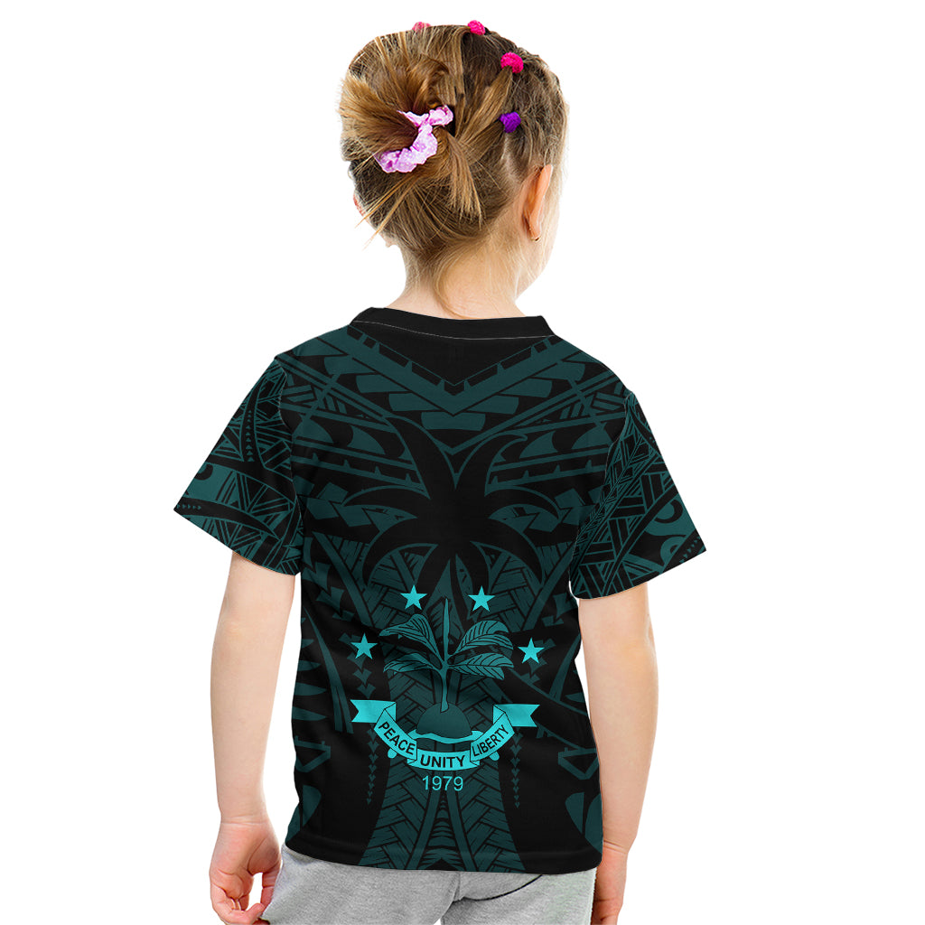 FSM Chuuk States Kid T Shirt Micronesia Vintage Polynesian Tribal Aqua Version LT9 - Polynesian Pride