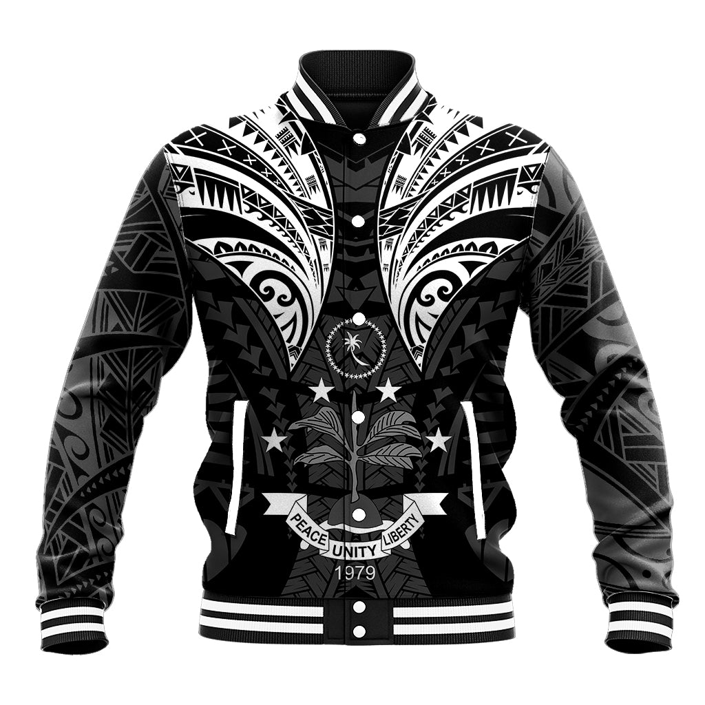 FSM Chuuk States Baseball Jacket Micronesia Vintage Polynesian Tribal Black Version LT9 Unisex Black - Polynesian Pride