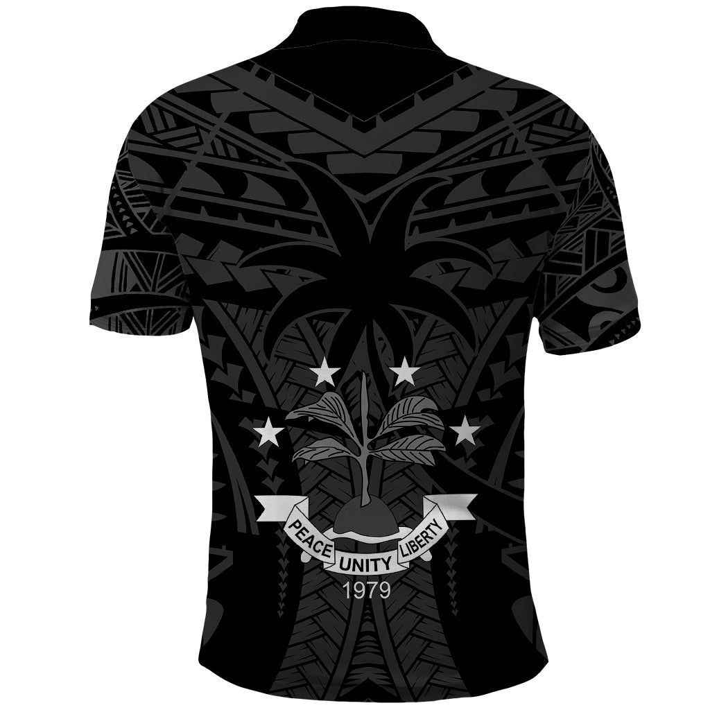 FSM Chuuk States Polo Shirt Micronesia Vintage Polynesian Tribal Black Version LT9 - Polynesian Pride