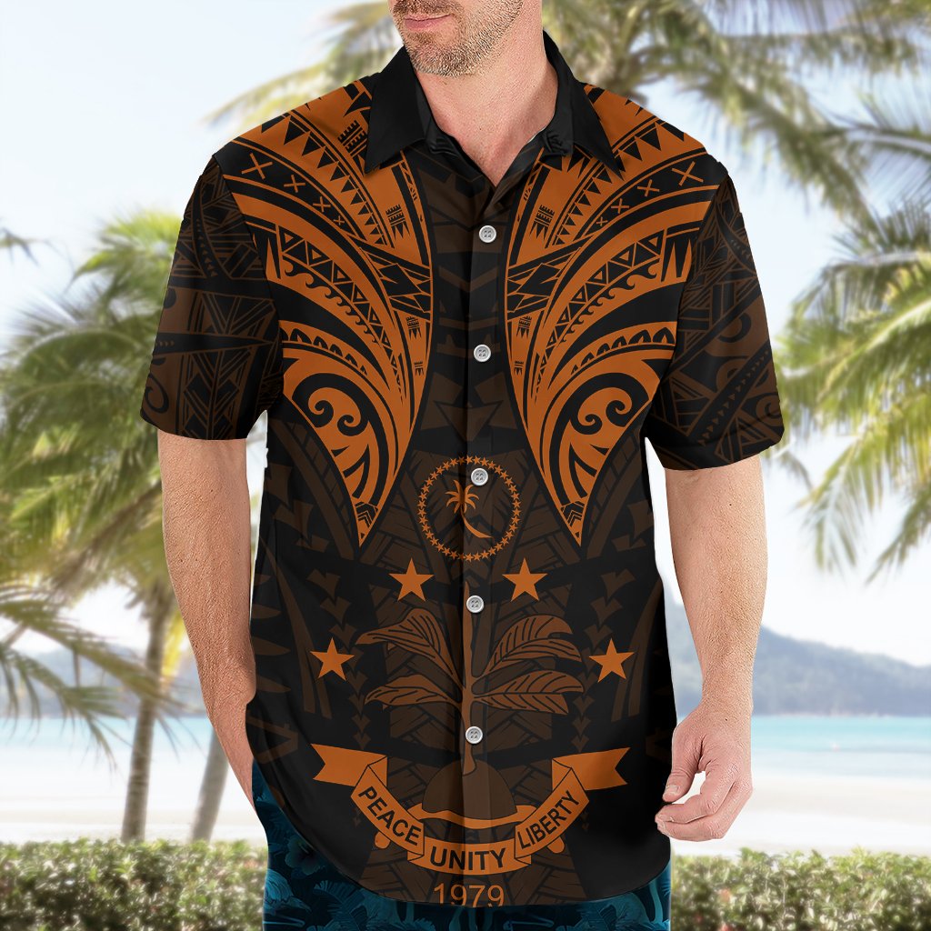 FSM Chuuk States Hawaiian Shirt Micronesia Vintage Polynesian Tribal Gold Version LT9 - Polynesian Pride