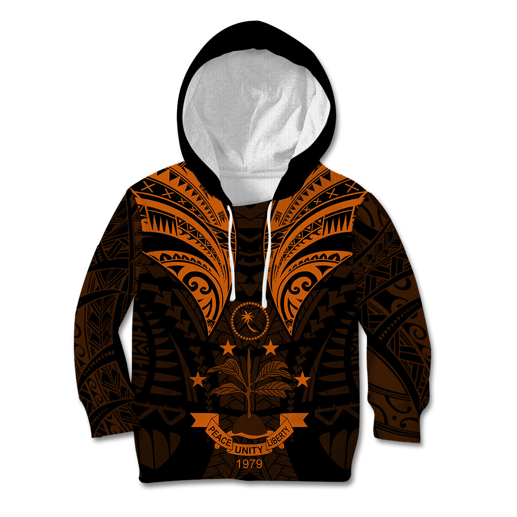 FSM Chuuk States Kid Hoodie Micronesia Vintage Polynesian Tribal Gold Version LT9 Gold - Polynesian Pride