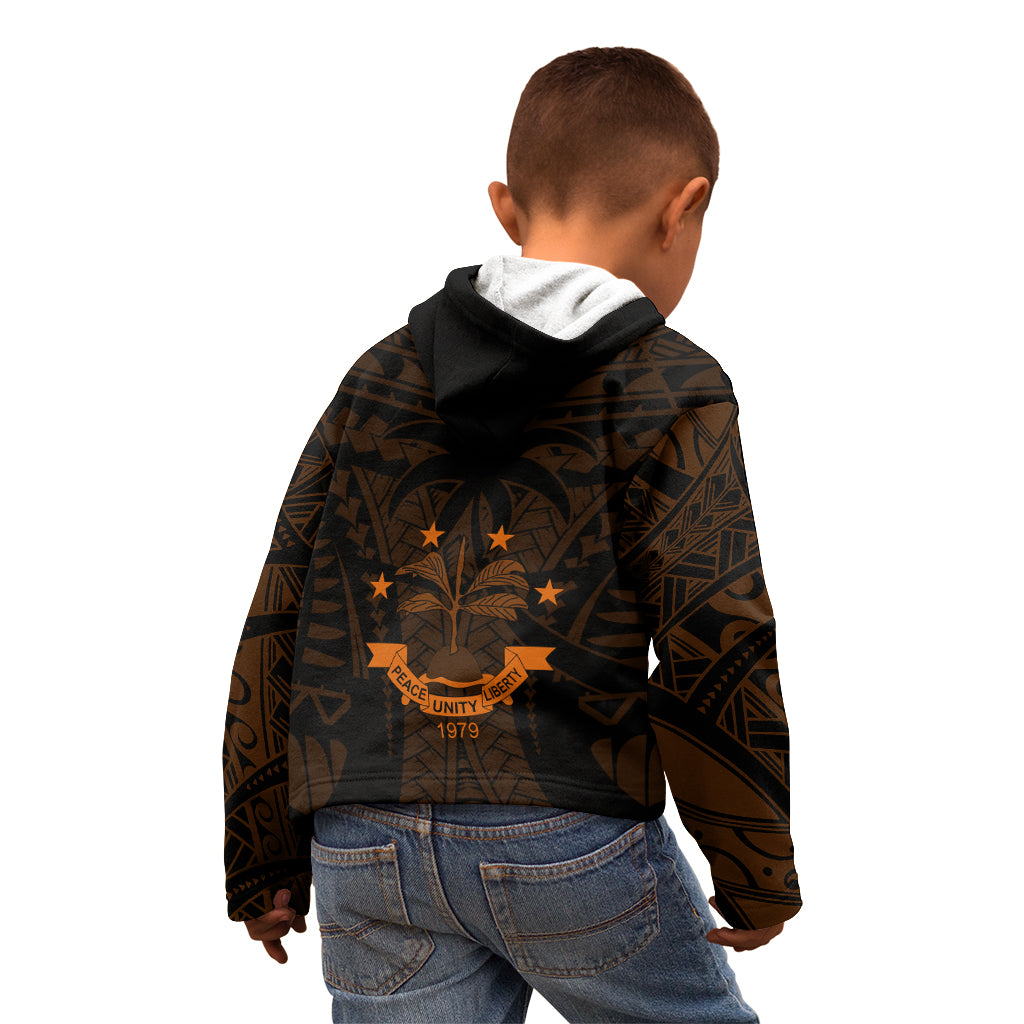 FSM Chuuk States Kid Hoodie Micronesia Vintage Polynesian Tribal Gold Version LT9 - Polynesian Pride