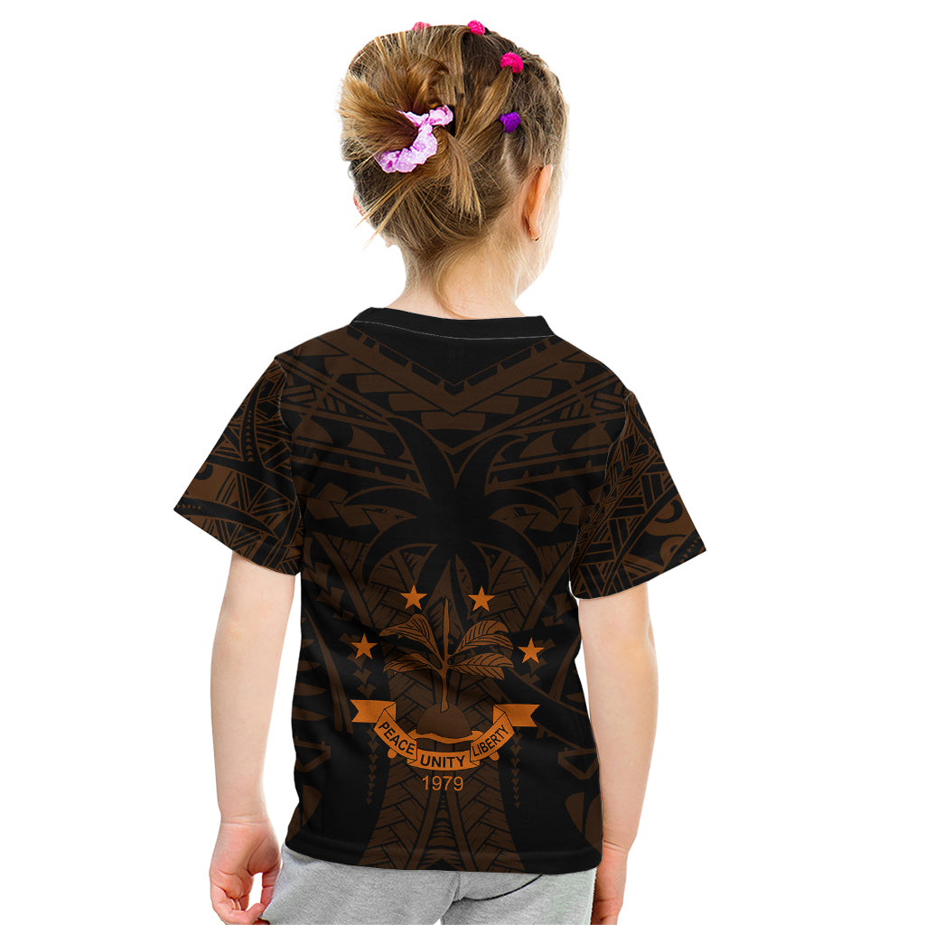 FSM Chuuk States Kid T Shirt Micronesia Vintage Polynesian Tribal Gold Version LT9 - Polynesian Pride