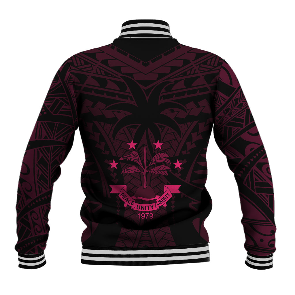 FSM Chuuk States Baseball Jacket Micronesia Vintage Polynesian Tribal Pink Version LT9 - Polynesian Pride