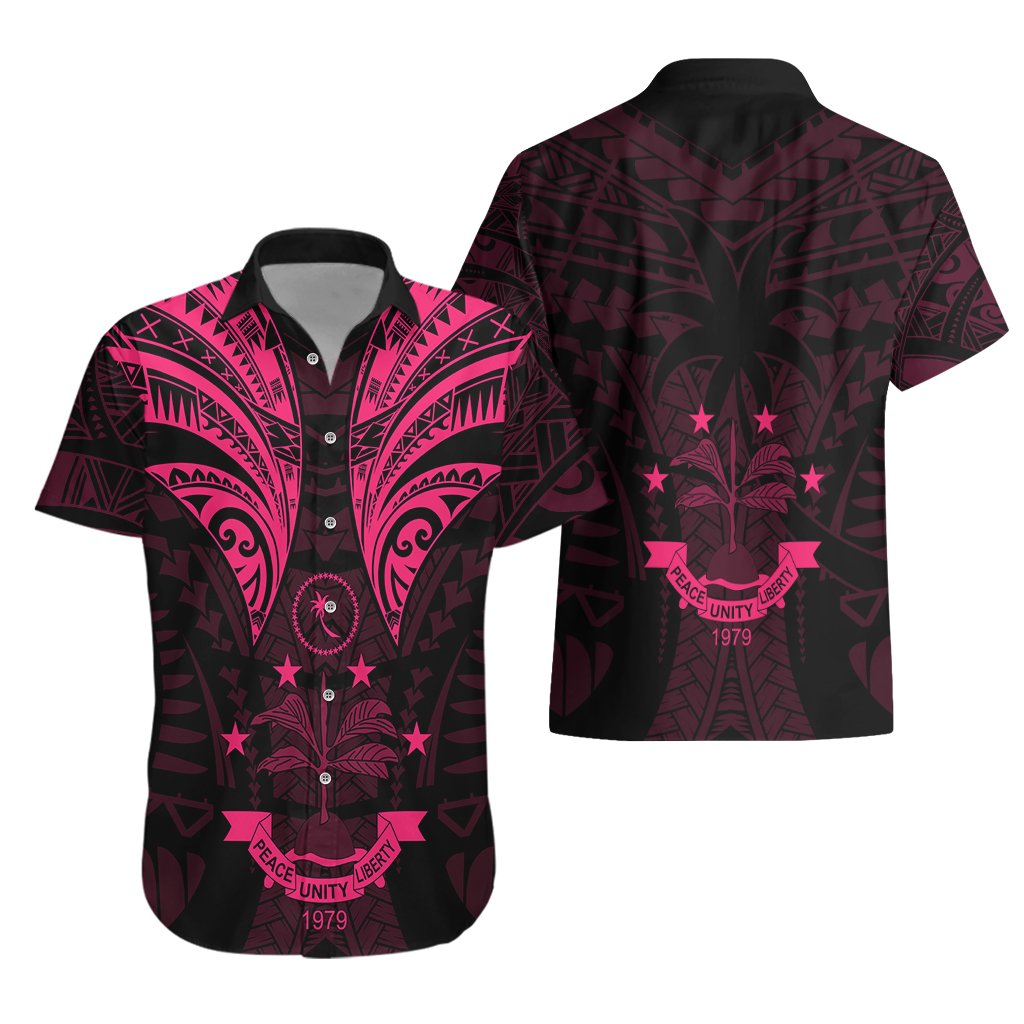 FSM Chuuk States Hawaiian Shirt Micronesia Vintage Polynesian Tribal Pink Version LT9 - Polynesian Pride