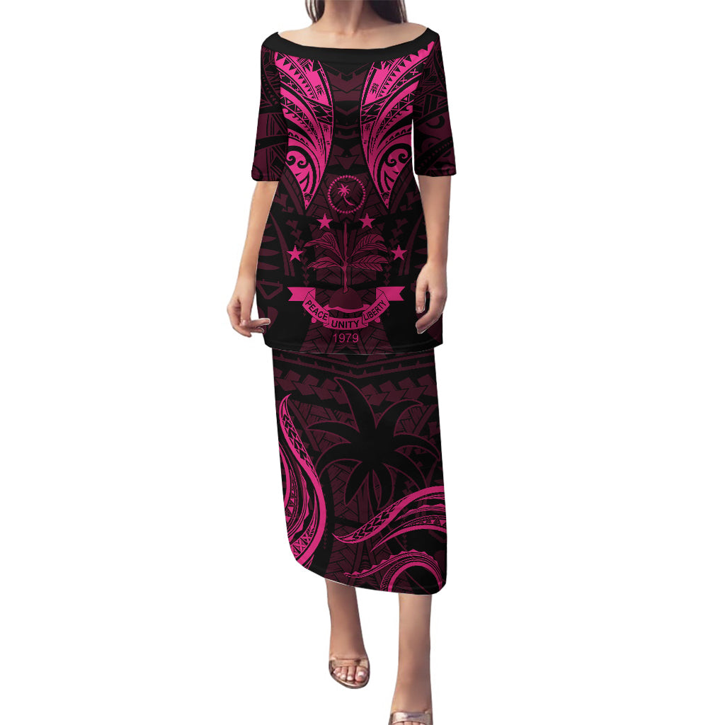 FSM Chuuk States Puletasi Micronesia Vintage Polynesian Tribal Pink Version LT9 Long Dress Pink - Polynesian Pride