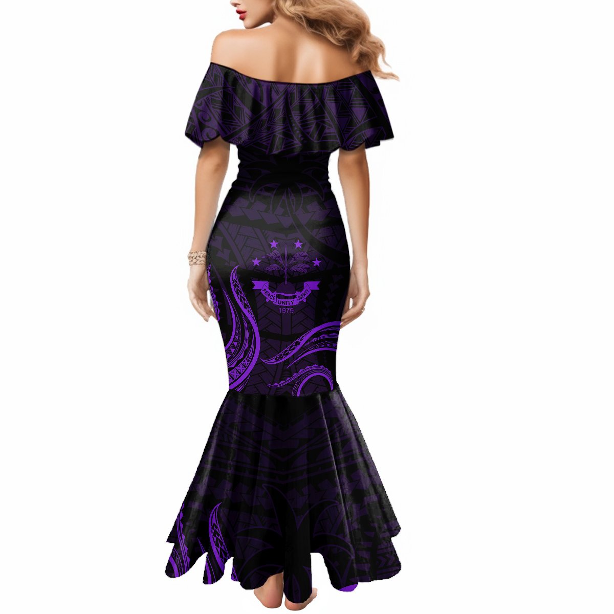FSM Chuuk States Mermaid Dress Micronesia Vintage Polynesian Tribal Purple Version LT9 - Polynesian Pride