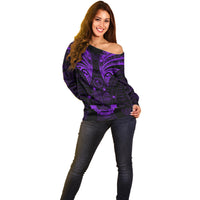 FSM Chuuk States Off Shoulder Sweater Micronesia Vintage Polynesian Tribal Purple Version LT9 - Polynesian Pride