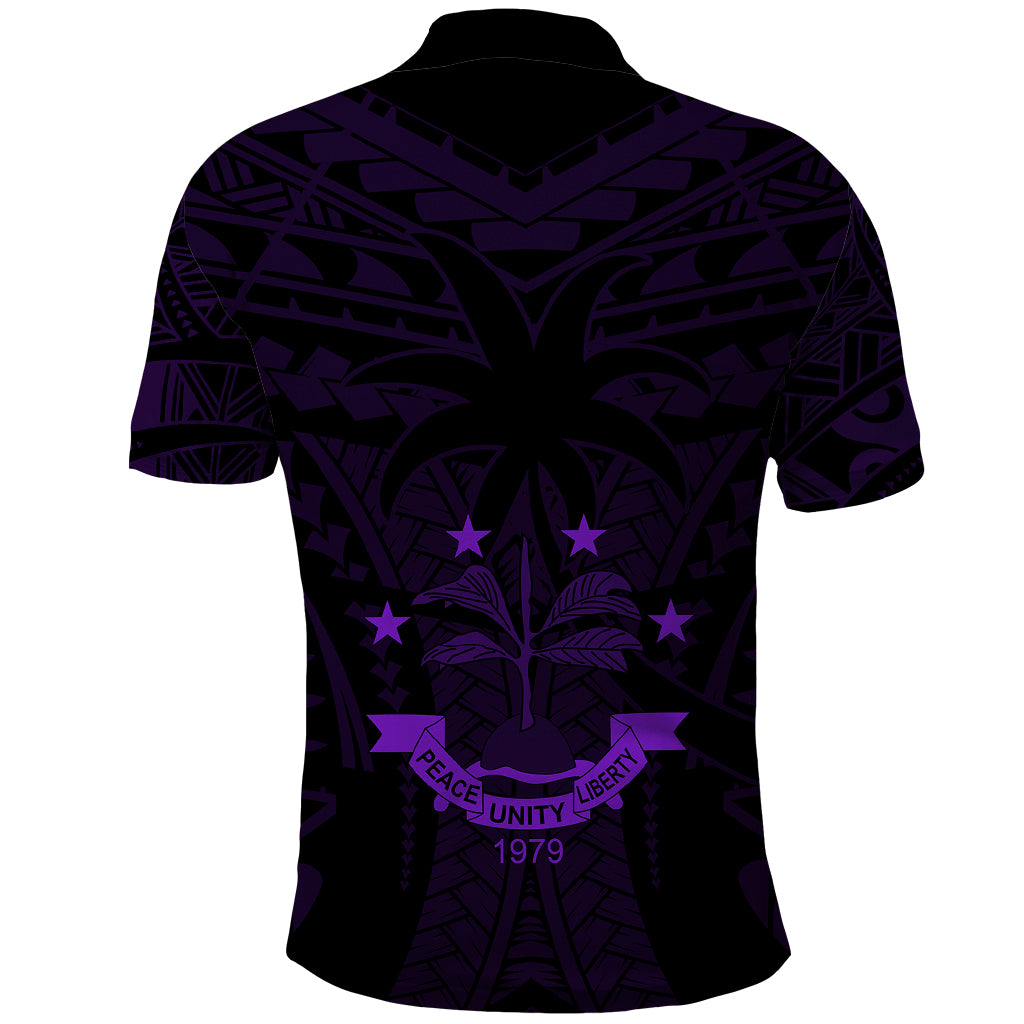 FSM Chuuk States Polo Shirt Micronesia Vintage Polynesian Tribal Purple Version LT9 - Polynesian Pride