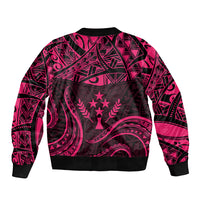 FSM Kosrae States Sleeve Zip Bomber Jacket Micronesia Vintage Polynesian Tribal Pink Version LT9 - Polynesian Pride