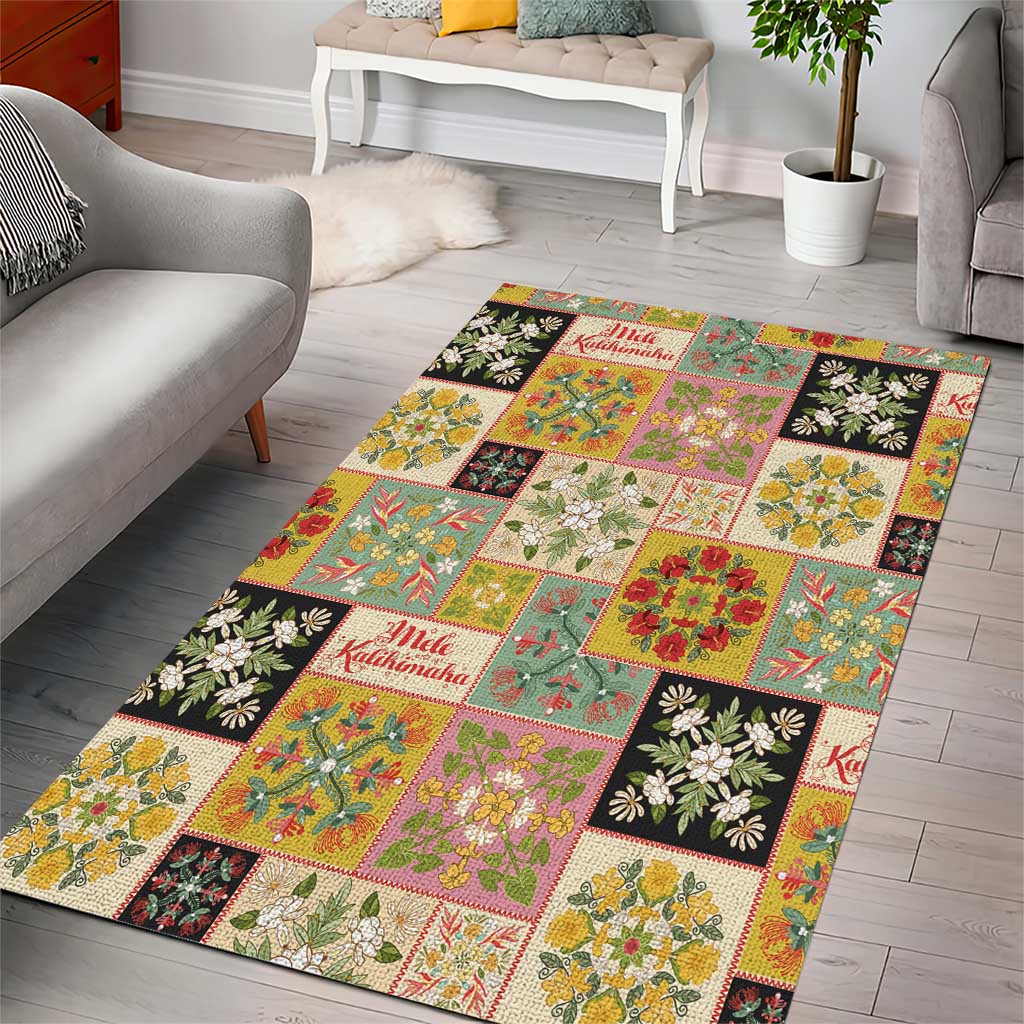 Mele Kalikimaka Hawaii Christmas Area Rug Melemele Mama Seamless Floral Motif - Polynesian Pride