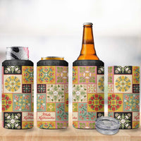 Mele Kalikimaka Hawaii Christmas 4 in 1 Can Cooler Tumbler Melemele Mama Seamless Floral Motif LT9 - Polynesian Pride