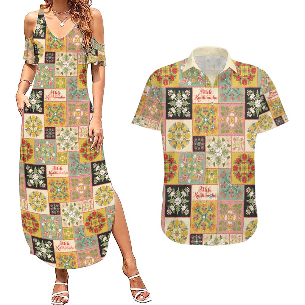 Mele Kalikimaka Hawaii Christmas Couples Matching Summer Maxi Dress and Hawaiian Shirt Melemele Mama Seamless Floral Motif LT9 Beige - Polynesian Pride