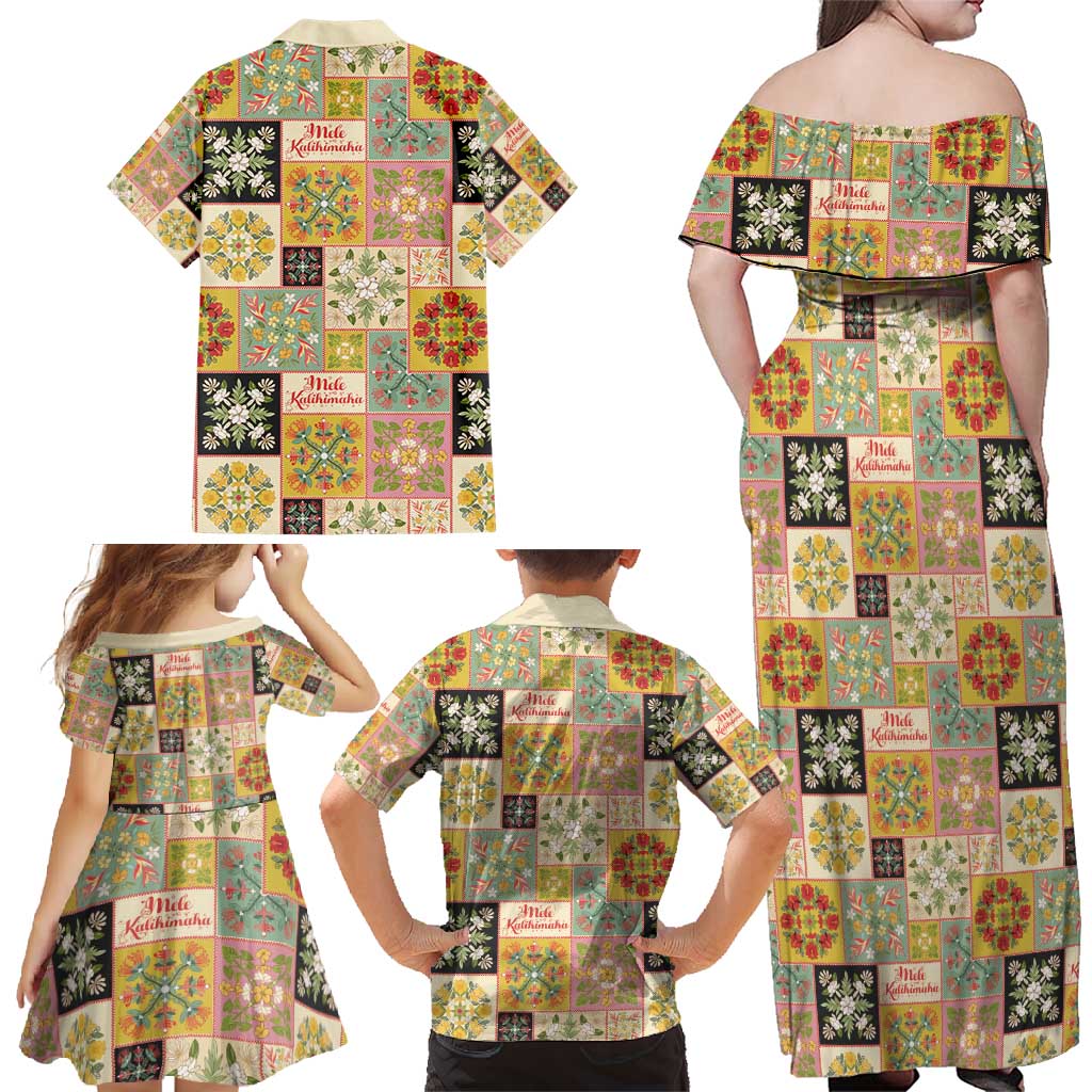 Mele Kalikimaka Hawaii Christmas Family Matching Off Shoulder Maxi Dress and Hawaiian Shirt Melemele Mama Seamless Floral Motif LT9 - Polynesian Pride