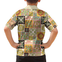Mele Kalikimaka Hawaii Christmas Family Matching Off Shoulder Short Dress and Hawaiian Shirt Melemele Mama Seamless Floral Motif LT9 - Polynesian Pride