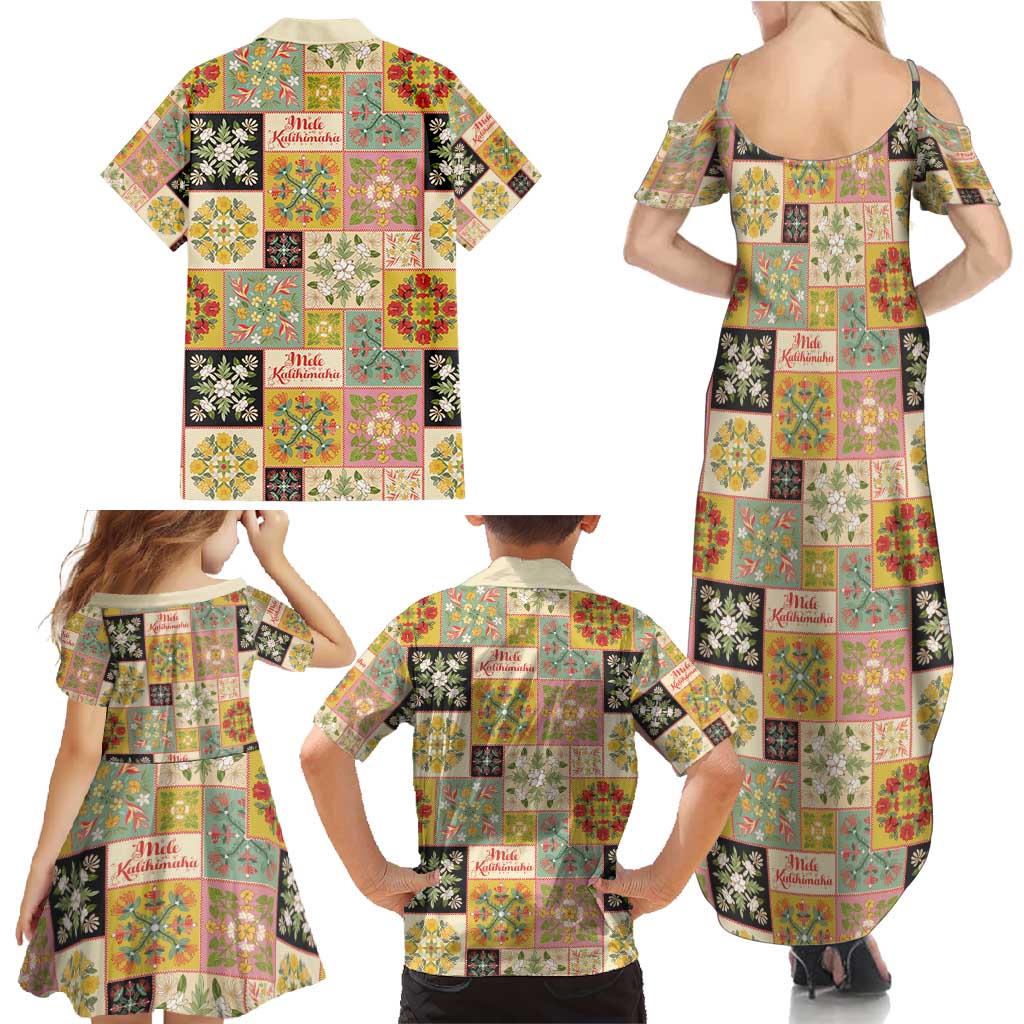 Mele Kalikimaka Hawaii Christmas Family Matching Summer Maxi Dress and Hawaiian Shirt Melemele Mama Seamless Floral Motif LT9 - Polynesian Pride