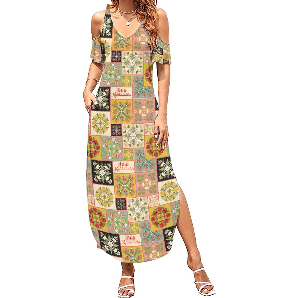 Mele Kalikimaka Hawaii Christmas Family Matching Summer Maxi Dress and Hawaiian Shirt Melemele Mama Seamless Floral Motif LT9 Mom's Dress Beige - Polynesian Pride